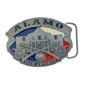 Alamo San Antonio Texas Star Belt Buckle Enamel Western